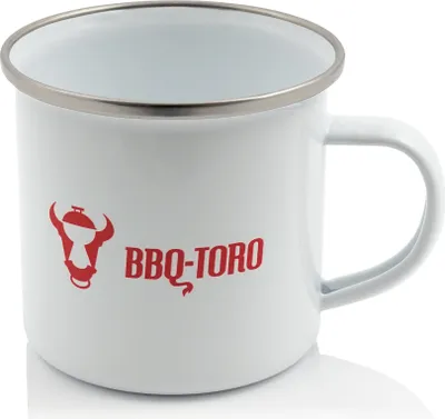 Obrázek produktu pro Smaltovaný hrnek BBQ-Toro | 350 ml smaltovaný hrnek | hrnek na kávu pro kempování, venkovní použití