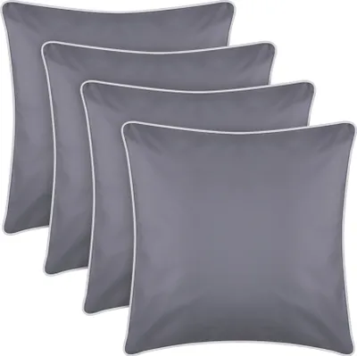 Obrázok produktu pre Vonkajší vankúš s lemovaním 4-pack (45 x 45 cm) Tmavo sivá - Dekoratívny vankúš Záhradný zips - Odpudzuje nečistoty a vodu - Odnímateľný poťah