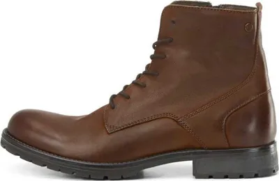 Productafbeelding van JACK & JONES heren Jfworca leren enkellaars, cognackleurig, 19 paar, maat 43 EU