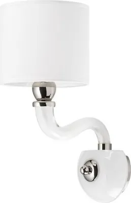 Produktbild von Wandlampe Metall Stoff E14 H: 34 cm Chrom Weiß Klassisch Wandleuchte