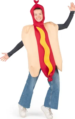 Immagine prodotto di Costume da hot dog unisex da cibo beige-marrone-giallo - Taglia unica