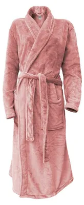 Productafbeelding van LINNICK Flanel Fleece Badjas Uni - rose - M