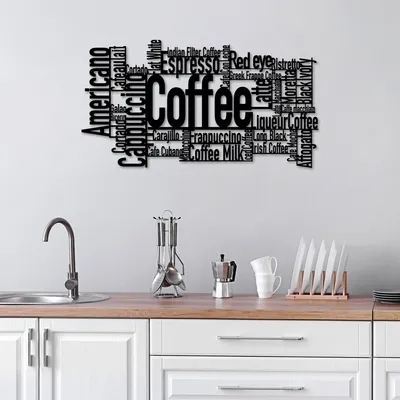 Produktbild von Wallity, Coffee Or What?, Dekoratives Wandaccessoire aus Metall, Schwarz, 100 % METALL, 86 x 47 cm