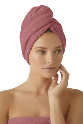 Zdjęcie produktu dla Turban do włosów z mikrofibry 350 g/m², puder, z guzikiem