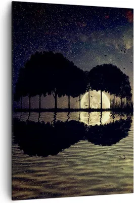 Produktbild von Bild auf Leinwand - Leinwandbild - Einteilig - See Nacht Wasser - 70x100cm - Wand Bild - Wanddeko - Wandbilder - Leinwanddruck - Wanddekoration - Leinwand bilder - Wandbild - PA70x100-3753