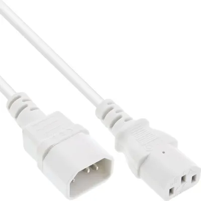 Image de InLine® 16631W Kaltgeräteverlängerung, C13 auf C14, weiß, 1m