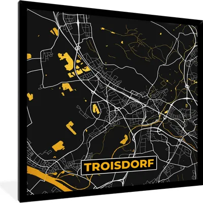 Produktbild von MuchoWow® Gerahmtes Poster Gold - Deutschland - Karte - Troisdorf 40x40 cm - Poster mit Schwarzem Bilderrahmen Wandposter Rahmen Foto Bilder - Mit Rahmen - Wanddekoration Schlafzimmer
