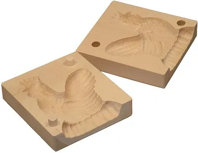 Produktbild von Butterform Hahn, 2-teilig aus Holz 12 cm