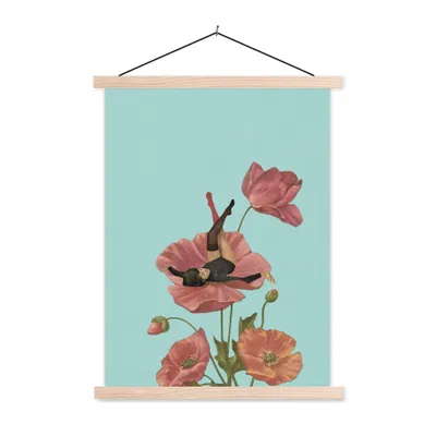 Produktbild von MuchoWow® Textilposter Träume - Vintage - Frauen 120x160 cm mit holzfarbenen Rahmen - Plakatkarton