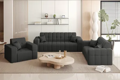 Komplet wypoczynkowy 3+2+1 NIMES ciemnoszary