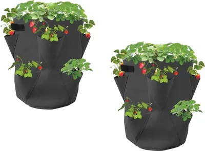 Produktbild von 2x Erdbeer Pflanzsack Säulentopf Sack Pflanzturm Kräuter Topf Pflanzsäule Blumen
