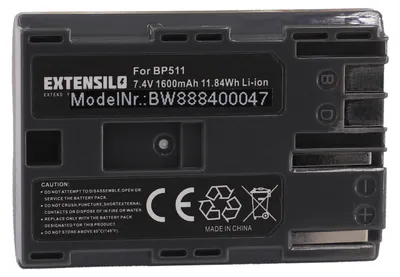Produktbild von EXTENSILO Akku Ersatz für Canon BP-508, BP-535, BP-511A, BP-511, BP-522, BP-512, BP-514 für Kamera (1600 mAh, 7,4 V, Li-Ion)