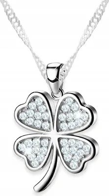 Produktbild von Silberne Halskette mit vierblättrigem Kleeblatt und Zirkonia, Glücksbringer, SILBER 925