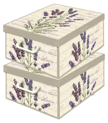 Produktbild von Lavatelli 2er Set Aufbewahrungsboxen mit Deckel Lavendel, 32 x 42 x 17,5 cm