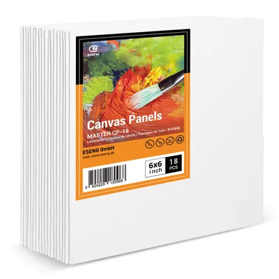 Zdjęcie produktu dla Płótno ESENG® do malowania, 100% bawełna, grubość 3 mm, odpowiednie do farb akrylowych, olejnych, temper i gwaszy (15,2x15,2 cm | 6x6 cali, 18 sztuk)