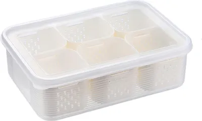 Produktbild von Aufbewahrungsbox für Lebensmittel, unterteiltes Serviertablett für Snacks mit Deckel, BPA-frei, 6 Fächer, Snackbox, tragbarer Aufbewahrungs-Organizer