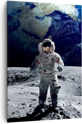 Produktbild von Bild auf Leinwand - Leinwandbild - Einteilig - Astronaut Mond Erde Raum - 70x100cm - Wand Bild - Wanddeko - Wandbilder - Leinwanddruck - Wanddekoration - Leinwand bilder - Wandbild - PA70x100-2864