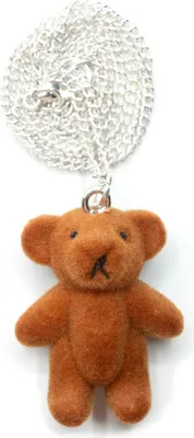 Produktbild von Teddy Bär Kette Halskette Miniblings Bärchen Kette 45cm silber Teddy Flock hellbraun