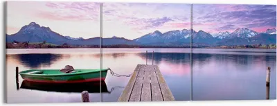 Produktbild von Bild auf Leinwand - Leinwandbild - See Berge Wasser - 150x50cm - Wand Bild - Wanddeko - Wandbilder - Leinwanddruck - Bilder - Kunstdruck - Wanddekoration - Leinwand bilder - Wandkunst - CA150x50-3671