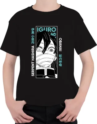 Zdjęcie produktu dla Iguro Obanai Serpent Hashira Demon Hunter Anime Gift Japan Y2K Streetwear Uni Koszulka dziecięca, Czarny, 128