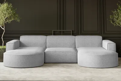 Image de MODENA Canapé d'angle en U, tissu Verita, gris