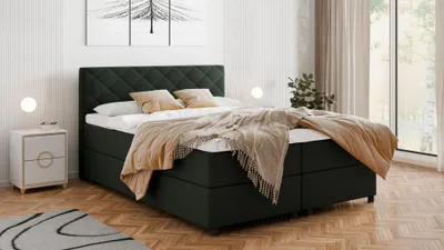Produktbild von BOXSPRINGBETT Diamaro 160x200 cm mit Bettkasten und Topper - Dunkelgrün