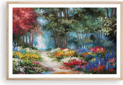 Produktbild von Gerahmtes Poster - Rahmen in heller Eiche - Impressionismus Natur Wald - 91,5x61 cm - Wand Bild - Wanddeko - Wandbilder - Wandposter - Bilderrahmen - Bilder - Kunstdruck - Wandbild - P2NAA91x61-4271