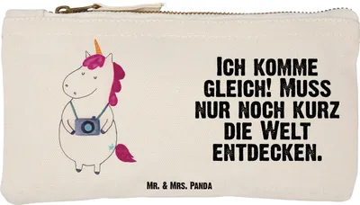 Produktbild von Mr. & Mrs. Panda Kulturbeutel Einhorn Fotograf Größe S Klein - Weiß - Geschenk, Urlaub, Kulturtasche, Weltenbummler, beauty case, Unicorn, kosmetiktäschchen, Federmappe