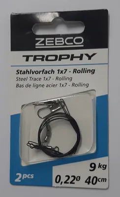 Produktbild von Zebco Trophy Stahlvorfach Hecht Stahlvorfächer 1x7 40cm 9kg 2 Stück