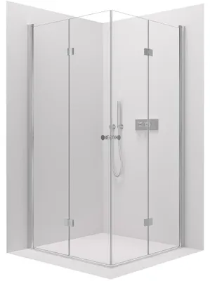 Productafbeelding van Douchecabine Volpe Duo L/P - 6 mm - chroom, transparant glas - 90x80x190 cm - schuifdeur