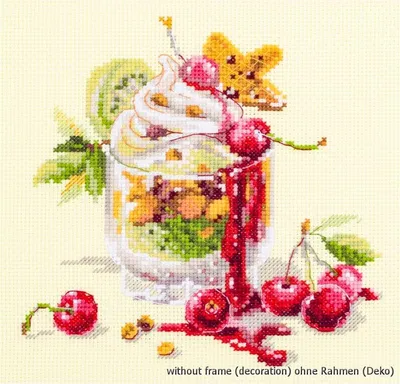 Produktbild von Magic Needle Zweigart Edition Kreuzstich Set "Kirschdessert", Zahlmuster, 17 x 17cm