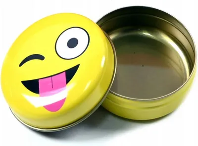 Produktbild von Mini Metallbox Emoji Dose Rund - Kleine Aufbewahrungsbox Geschenkbox Blechdose
