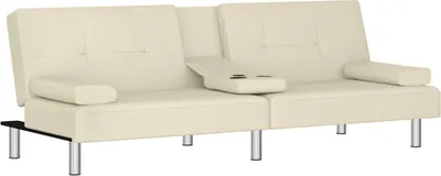 Obrázok produktu pre vidaXL Rozkladacia pohovka s držiakmi na poháre krémová Imitácia kože