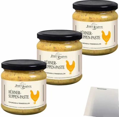Produktbild von Jürgen Langbein Hühner Suppenpaste 3er Pack (3x400g Glas) + usy Block