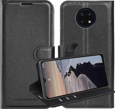 Produktbild von Cadorabo Hülle für Nokia G10 / G20 in PHANTOM SCHWARZ Schutzhülle mit Magnetverschluss, Standfunktion und Kartenfach Flip Case Cover Etui Handy Klapp Hülle Book Tasche