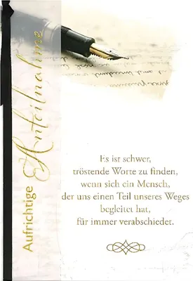Produktbild von Trauerkarte Motiv 23, Es ist schwer, tröstende Worte zu finden