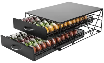 Kapselhalter für Nespresso VertuoLine, 2 Etagen, Metall, 80 Kapseln