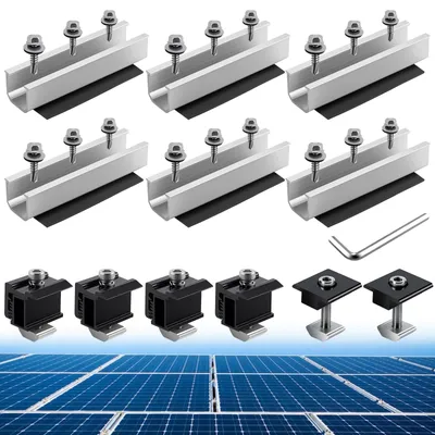 Solarmodul-Halterung 6-tlg. 120 mm Schienen + Klemmen Alu