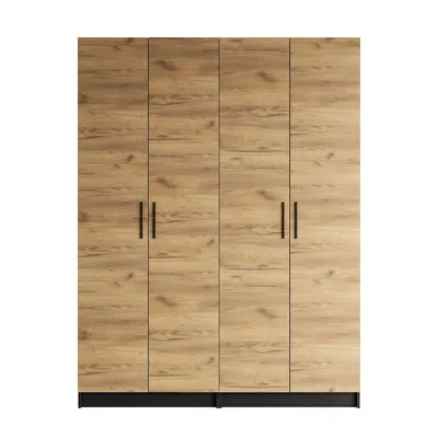 Produktbild von Viertüriger Kleiderschrank NORA mit Griffen, Schwarz / Gold Craft