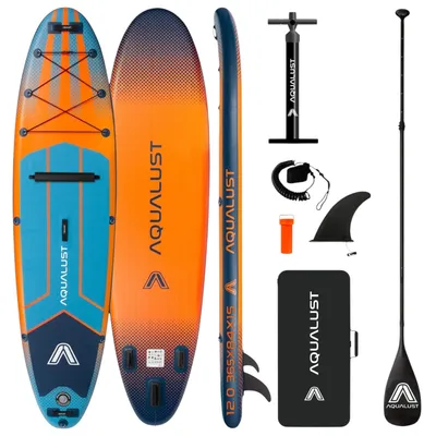 Image de AQUALUST 12.0 iSUP Board Stand Up Paddle Surfboard gonflable set complet 365cm - Contenu : Set de planche+pagaie stech