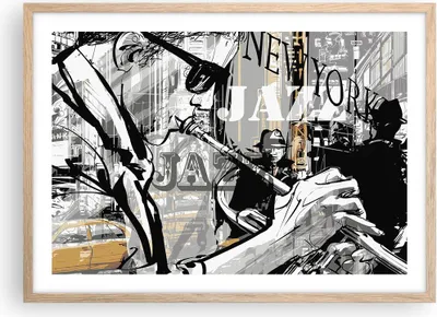Produktbild von Gerahmtes Poster - Rahmen in heller Eiche - Jazz Musik Musiker - 70x50 cm - Wand Bild - Wanddeko - Wandbilder - Wandposter - Bilderrahmen - Bilder - Kunstdruck - Wandbild - P2NAA70x50-3792