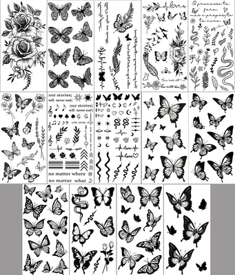 Zdjęcie produktu dla INF Tymczasowe wodoodporne tatuaże, 14 sztuk Motyl