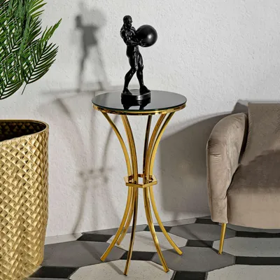 Immagine prodotto di Datelosa - Tavolino da Salotto, 50x50x92h cm oro, Forma Rotondo