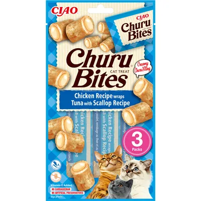 Produktbild von Inaba Churu Bites Cat Chicken Rezept Wraps Thunfisch mit Jakobsmuschel Rezept
