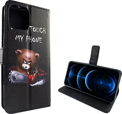 Produktbild von Apple iPhone 12 Mini Tasche Handy Hülle Schutz-Cover Flip-Case mit Kartenfach Don't touch my phone