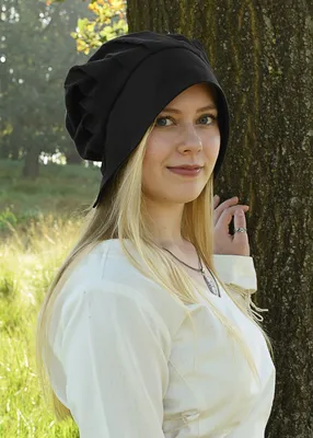 Immagine prodotto di Cuffia medievale con pieghe, vari colori: nero Colore: nero