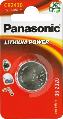 Productafbeelding van Panasonic knoopcelbatterij, lithium, CR2430, 285 mAh, 3V