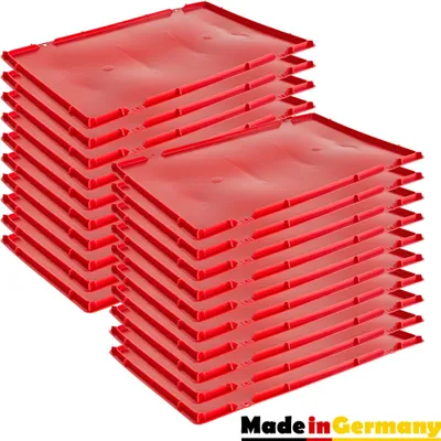 Produktbild von Eurobox 1-30 x Deckel Fleischerkiste 40 x 60 cm Fleischkiste Metzgerkiste Stapelkiste Eurokasten 40 x 60 cm Rot Auswahl Kingpower, Anzahl:20