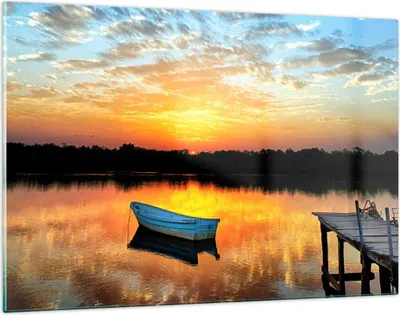 Produktbild von Bilder auf glas - Landschaft Sommer Meer - 120x80cm - Glasbilder - Wandbilder - Kunstdruck - zum Aufhängen bereit - Wanddekoration aus Glas - Glas Bilder - Wandbild auf Glas - GAA120x80-3167