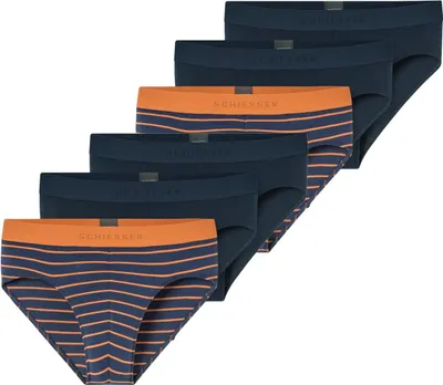 Produktbild von Schiesser 6er Pack 95/5 Organic Baumwolle Rio Slip / Unterhose Sportlicher Webgummibund mit kontraststarkem Logo , Bequeme Beinausschnitte, In perfekt sitzender, elastischer Single-Jersey-Qualität